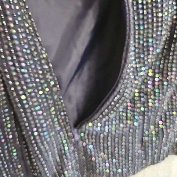 Lawrence Kazar Women's Lg blue Silk Beaded Skirt And Top formal wedding - Picture 10 of 16